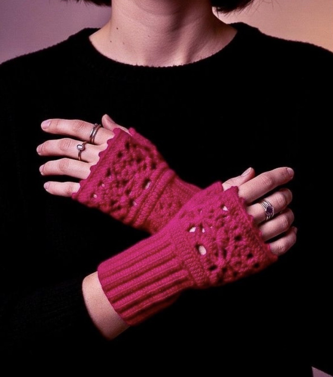 Mitaines laine rose fuschia adulte