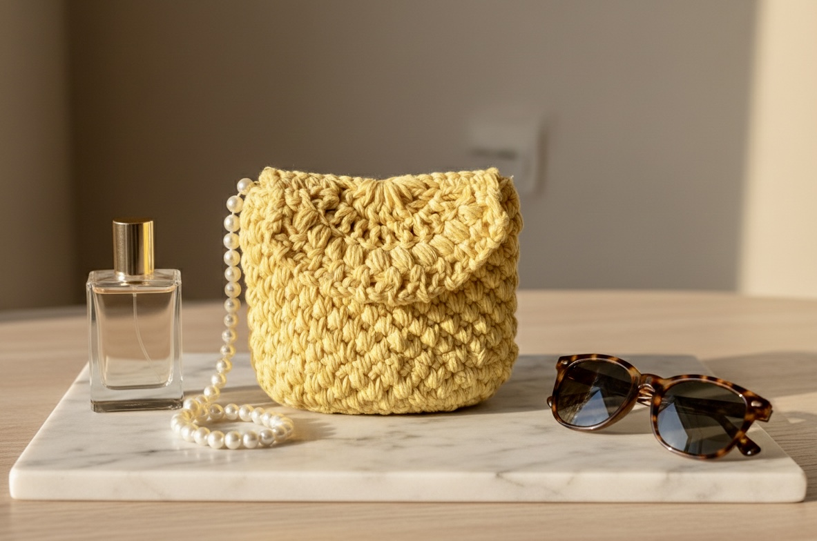Pochette en coton jaune