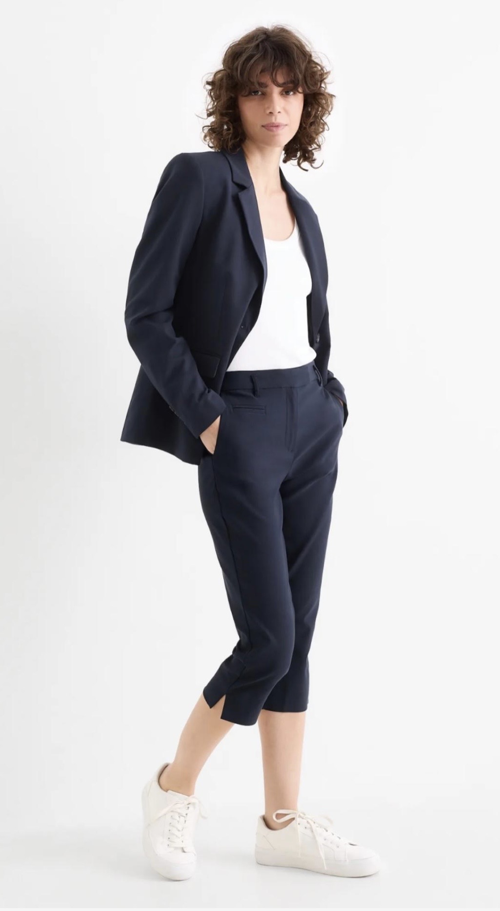 Pantalon Capri Femme - Taille Moyenne - Coupe Slim Extensible Et Élégante Nouvelle Collection C&A