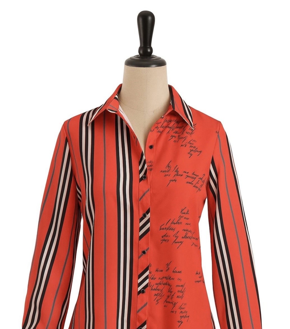 Chemise Femme Rayée Rouge À Inscriptions – Style Urbain Chic