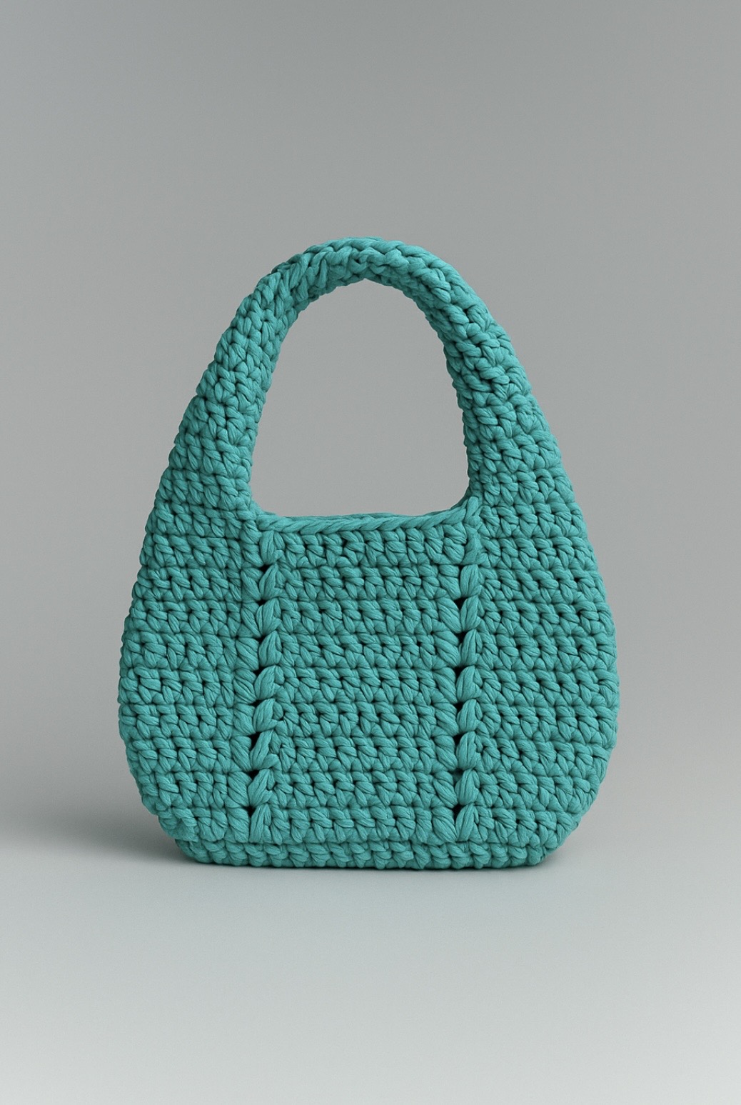 Sac Crocheté – Couleur Turquoise Été – Avec Doublure & Fermeture Bouton Pression