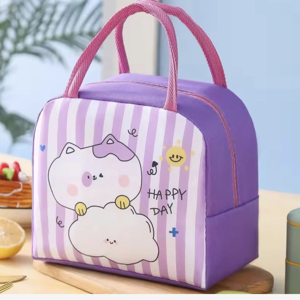 Sac Lunch Isotherme Enfant – Violet Avec Hamster & Nuage – “Happy Day” – Boîte Repas École